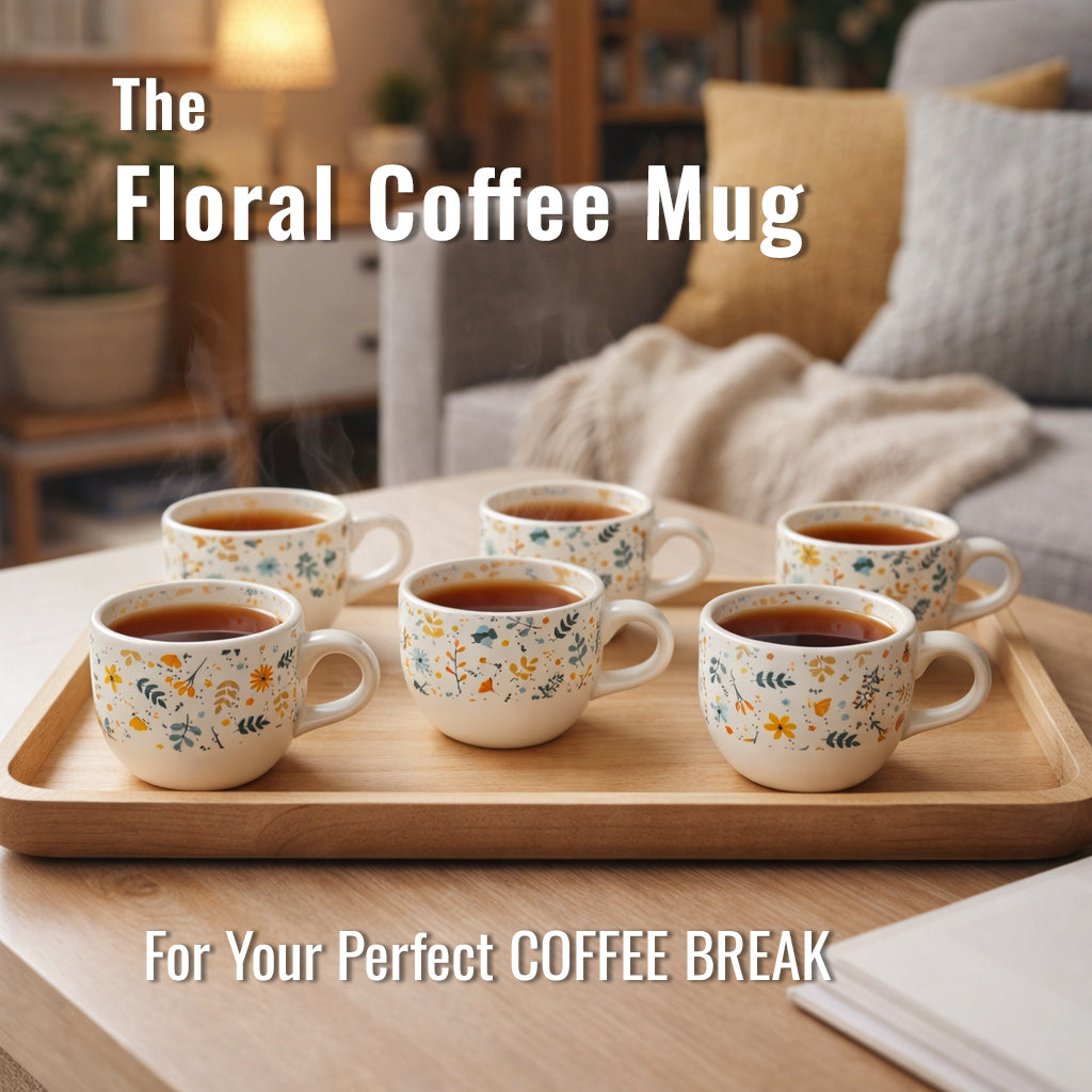 Coffee Mugs Set of 6 | Cream - Multicolor | 200 ml