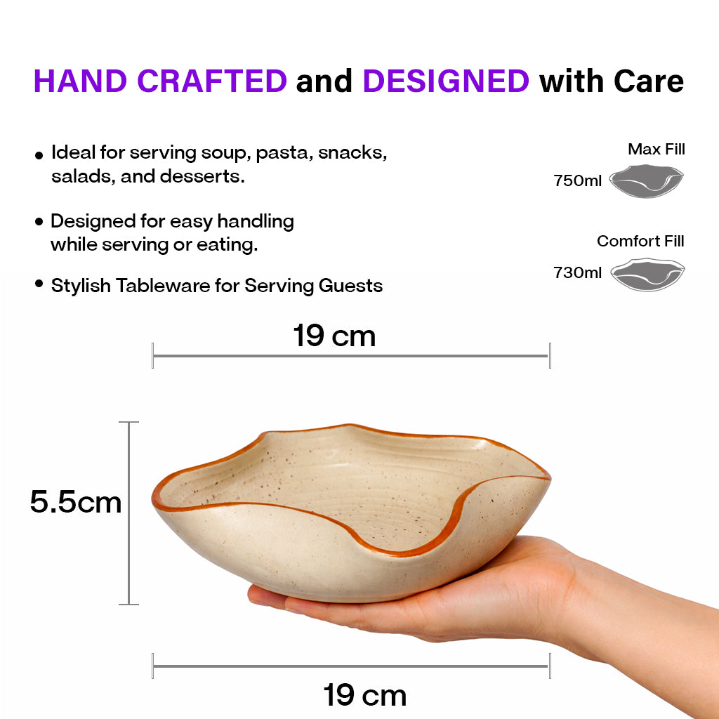 Snack Curved Bowl | Cream-Brown | 750ml