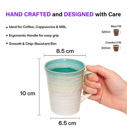 Coffee, Milk, Mugs Set | White - Teal | 320ml