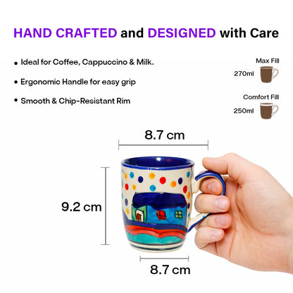 Coffee, Milk, Mugs Set | Multicolor Hand-Painting | 270 ml