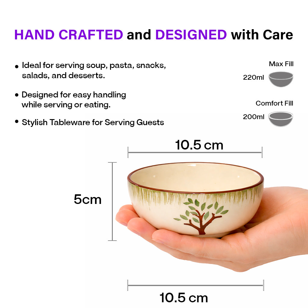 Ceramic Dinner Bowl Set of 6 | Soup, Curry & Rice Bowls| 220 ml