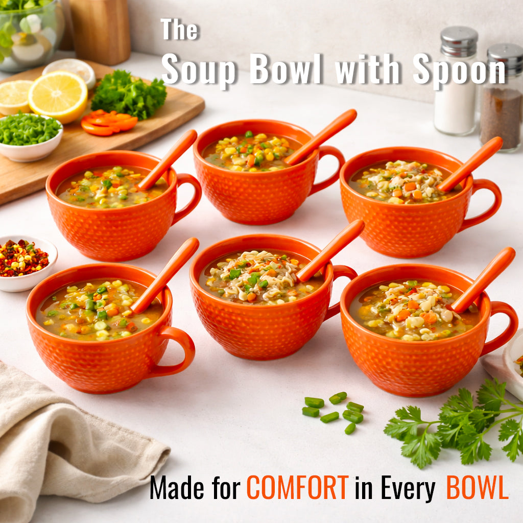Soup Bowls with Spoons Sets | 350 ml