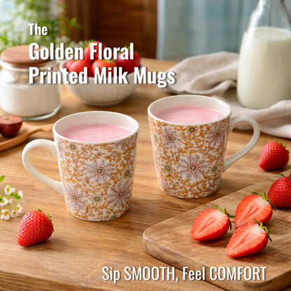 Coffee, Milk Mugs Set of 2 | Golden | 350 ml