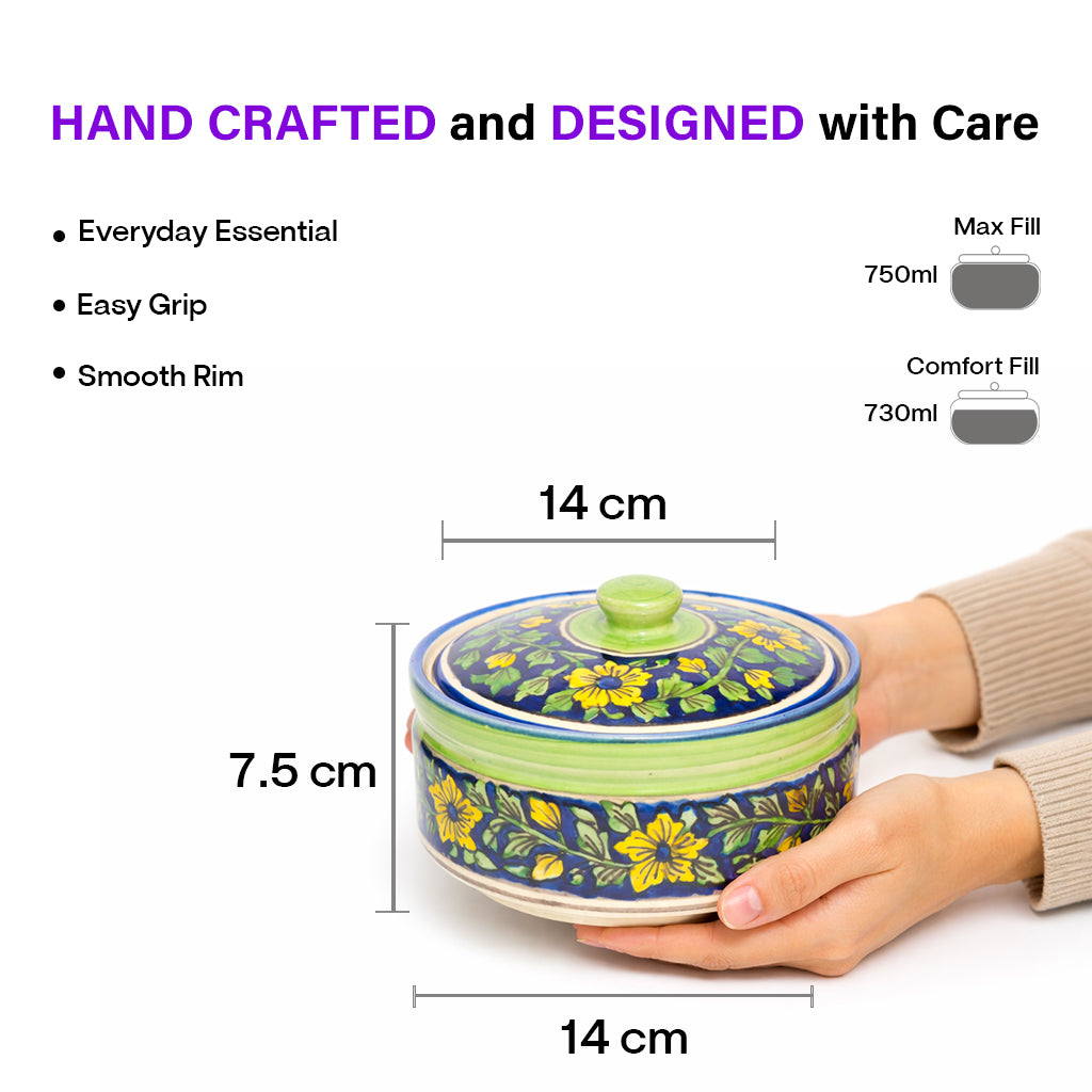 Hand Painted Ceramic Donga with Lid Set of 2