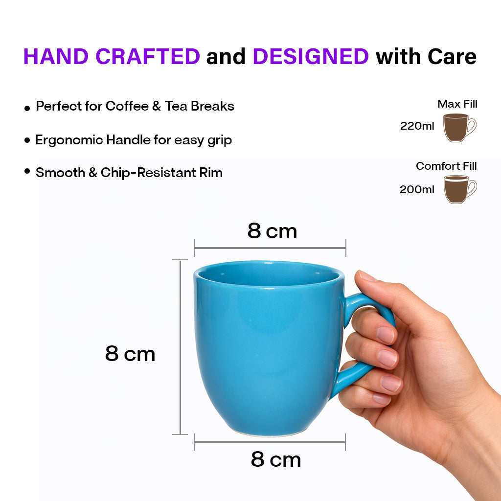 Coffee Mugs Set of 6 | Multicolour | 220 ml