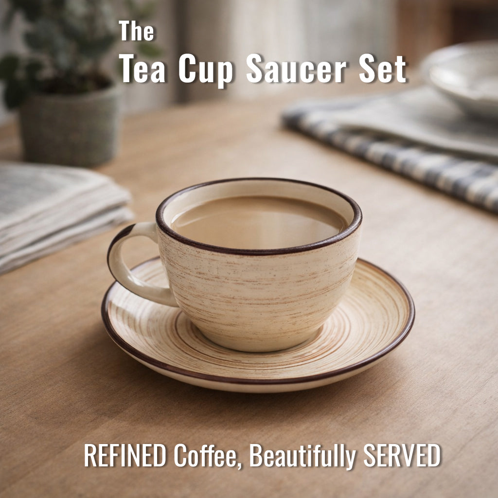 Coffee Mug Saucer Set | Cream - Brown | 300 ml