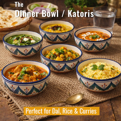 Dinner Bowls Set of 6 | Multicolor Print | 220 ml