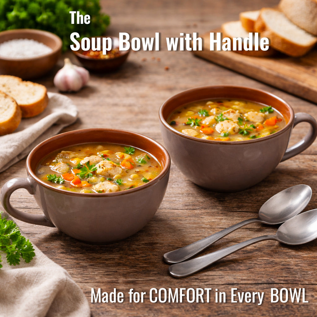 Soup Bowls with Handle Set of 2 | 275 ml