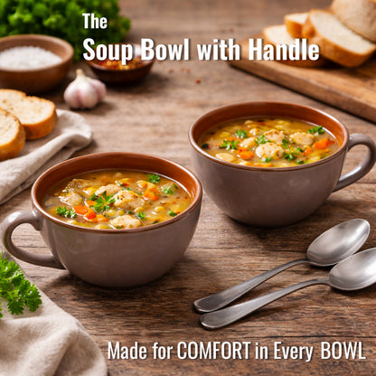 Soup Bowls with Handle Set of 2 | 275 ml