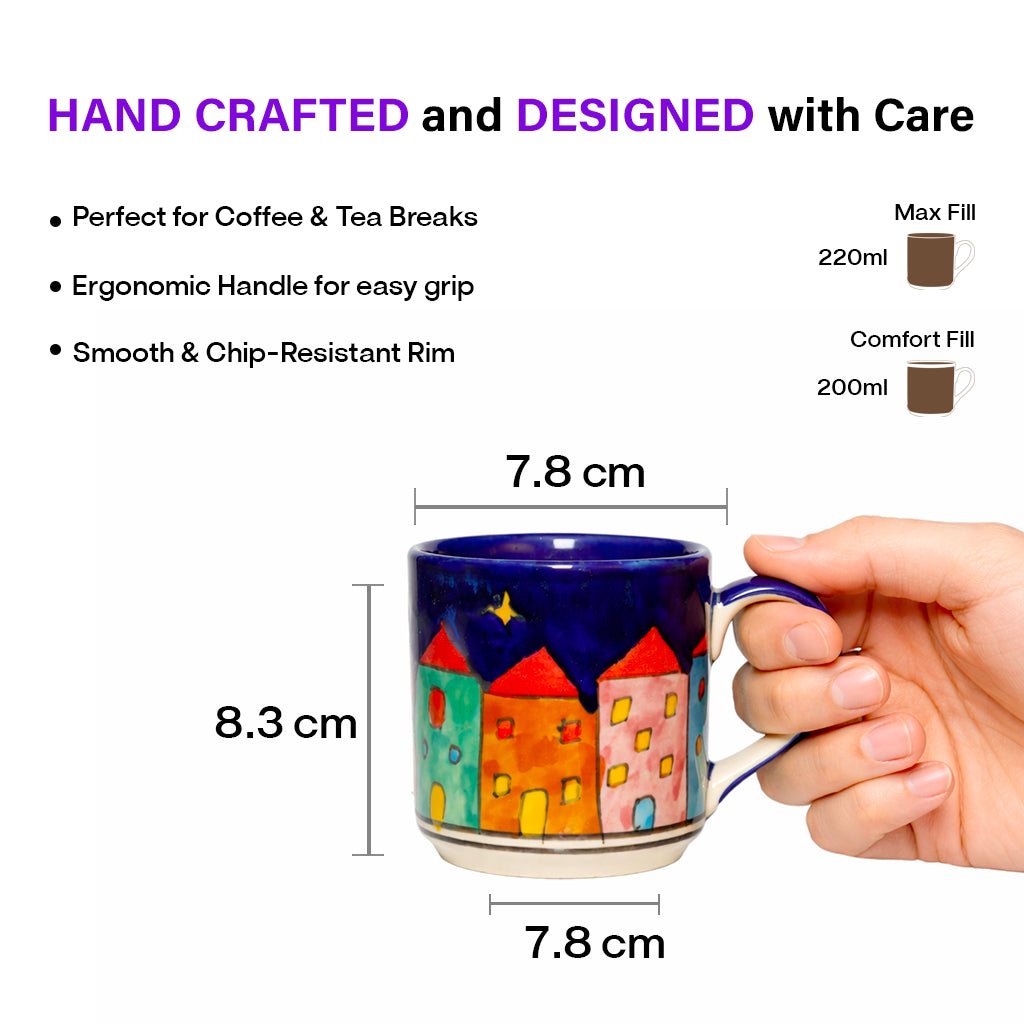 Coffee Mugs Set of 6 | Multicolur Hand-Painting | 220 ml