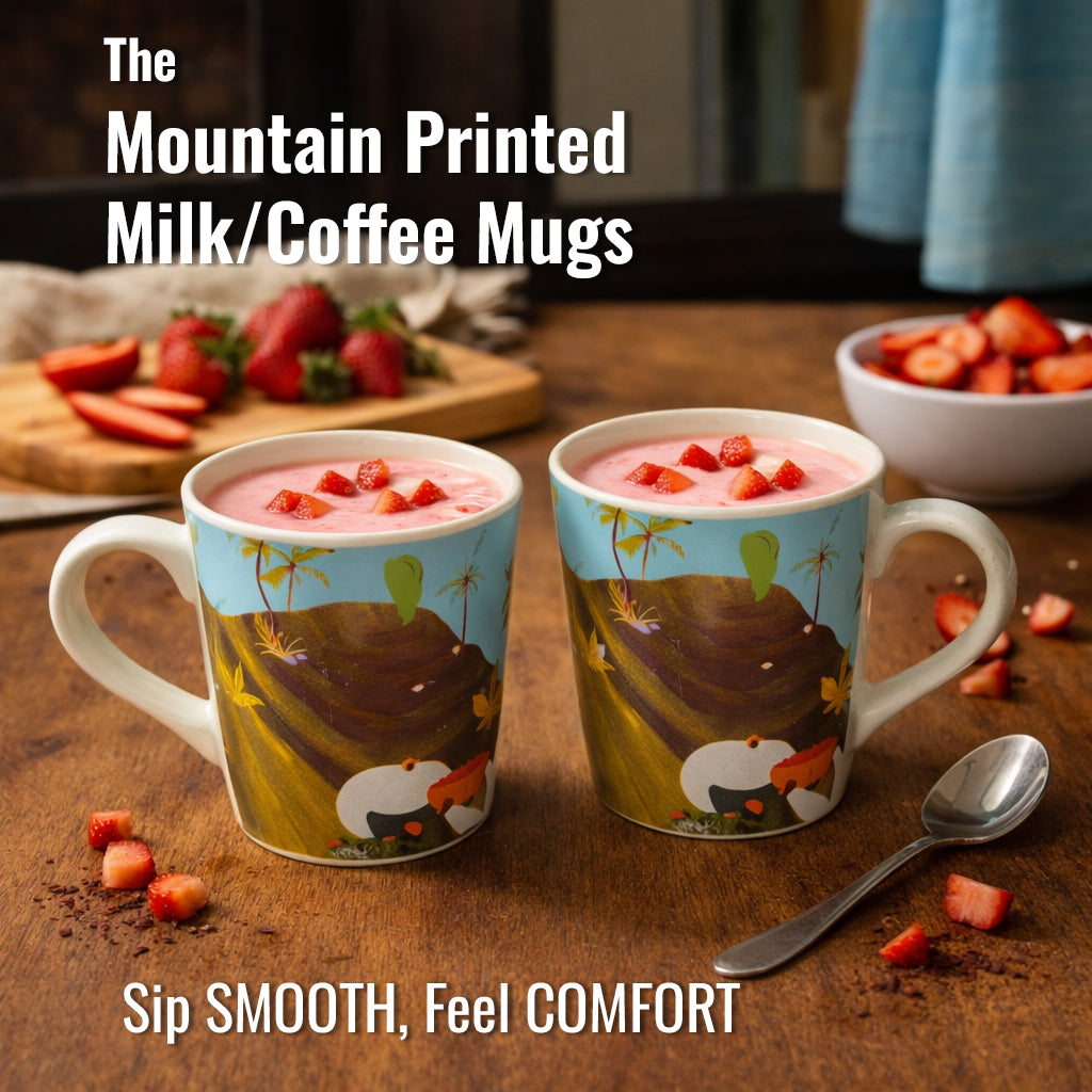 Coffee, Milk Mugs Set of 2 | Multicolor | 300 ml.