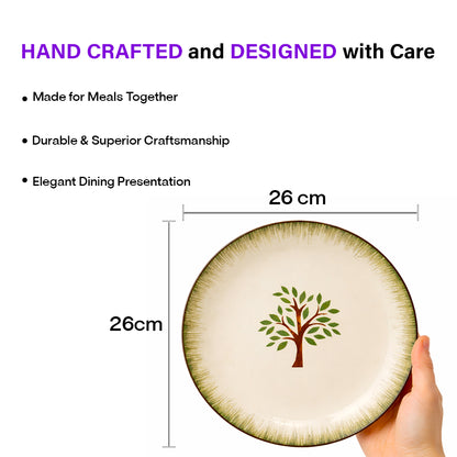 Ceramic Dinner Plate Set | Multicolour 'Palm Tree' Painting