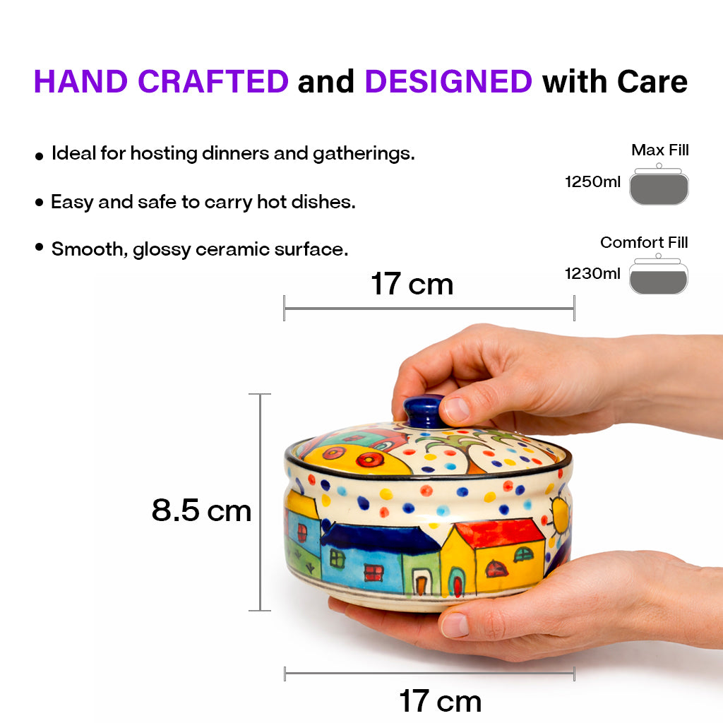 Serving Donga with Lid (Set of 2, Multicolour, 1250 ml)