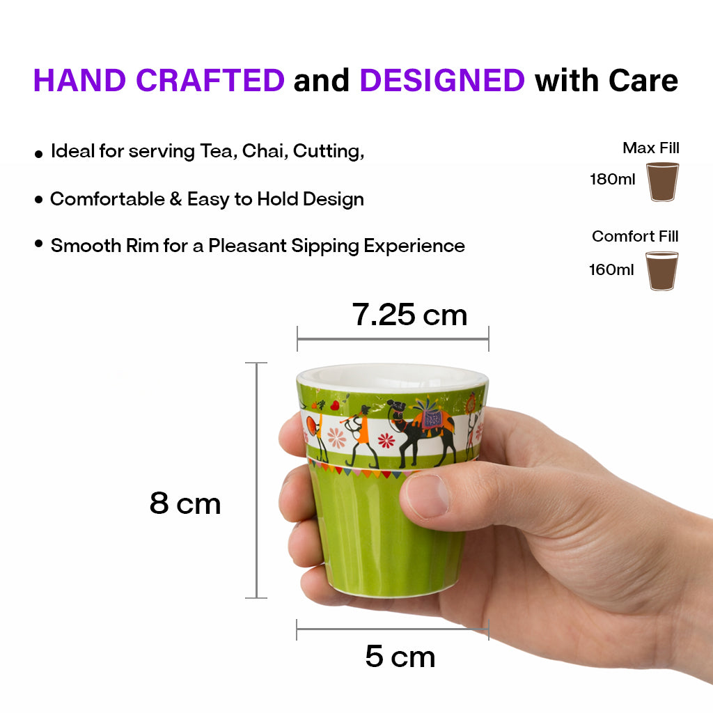 Ceramic Tea Glass Set of 6 | 180 ml