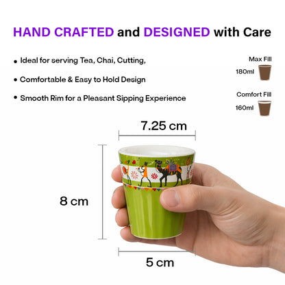 Ceramic Tea Glass Set of 6 | 180 ml