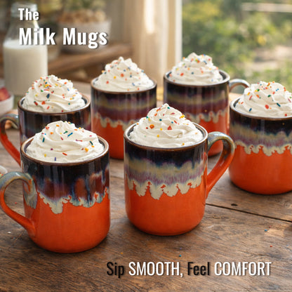 Milk Mugs Set | Orange - Brown | 350 ml
