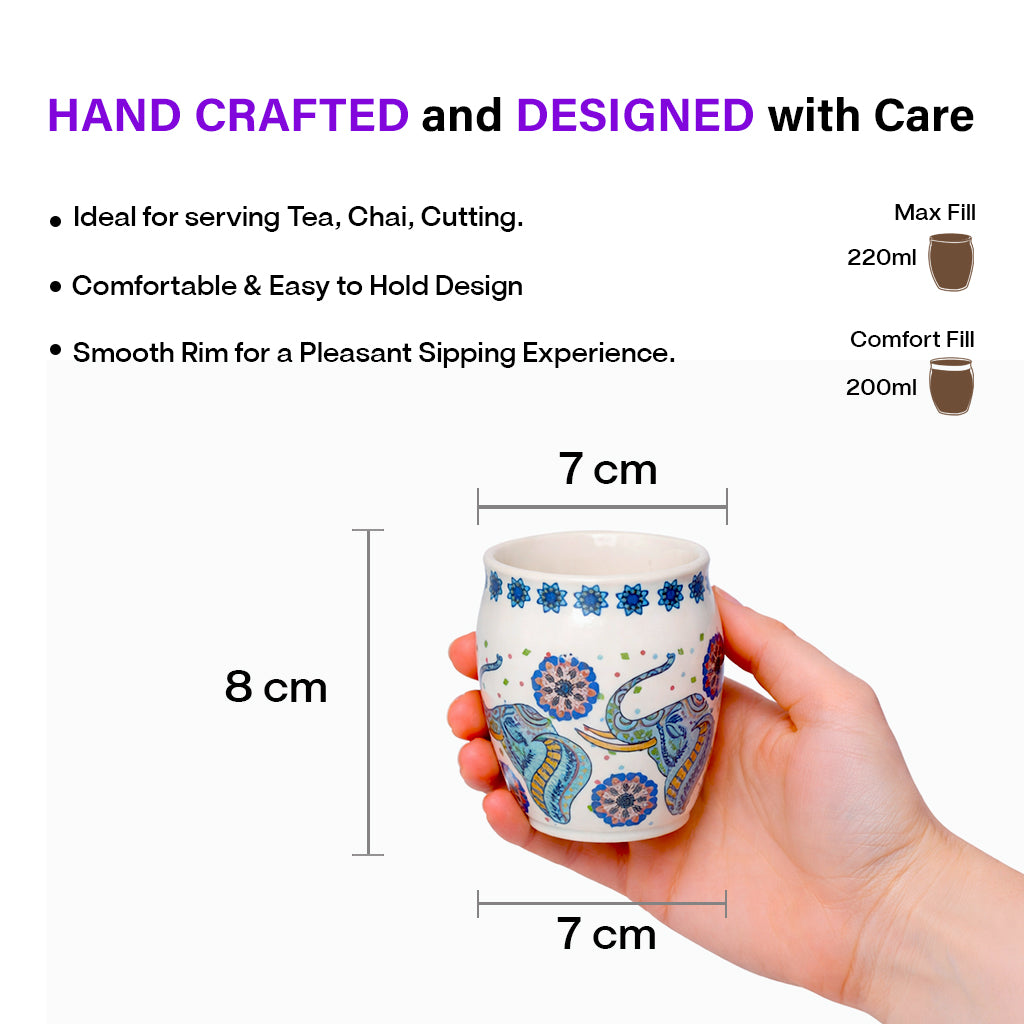 Ceramic Tea Kullads Set of 6 | 180 ml