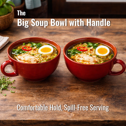 Soup Bowls with Handle Set of 2 |400 ml
