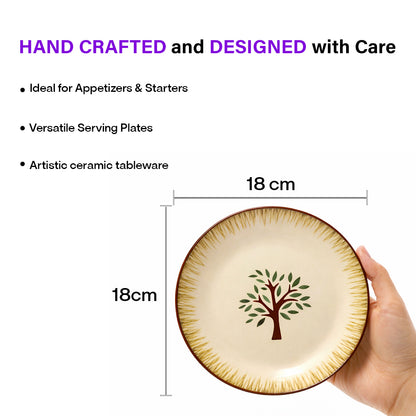 Quarter Serving Plate Set | Multicolour 'Palm Tree' Painting