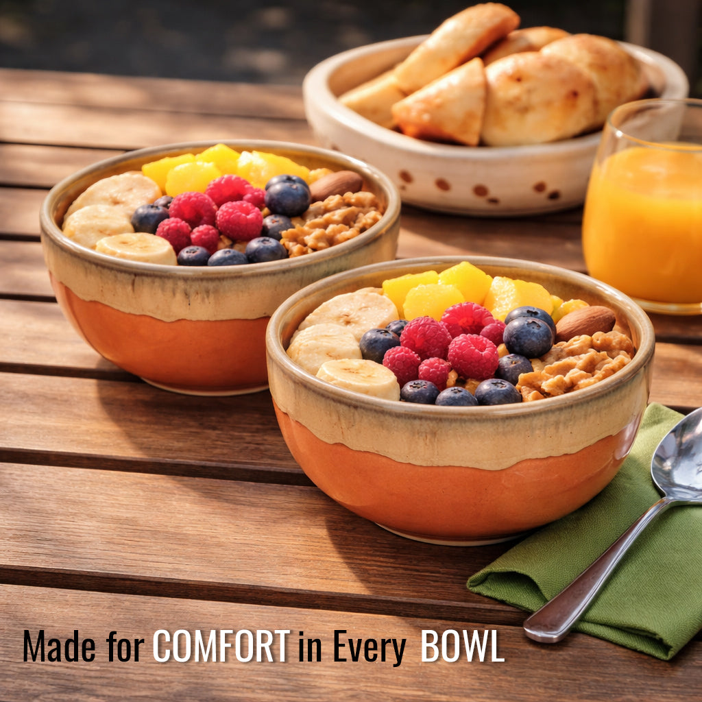 Snack Bowls Set of 2 | Orange-Cream | 375ml