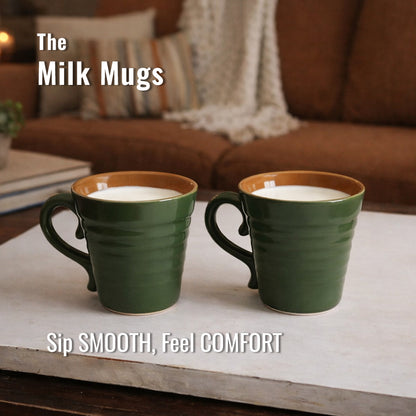 Milk Mugs Set of 2 | Green - Yellow | 350 ml