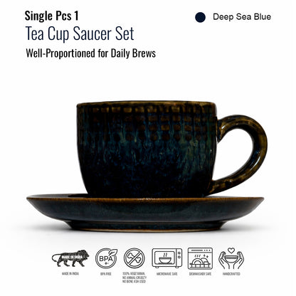 Coffee Mug Saucer Set | Teal | 275 ml.
