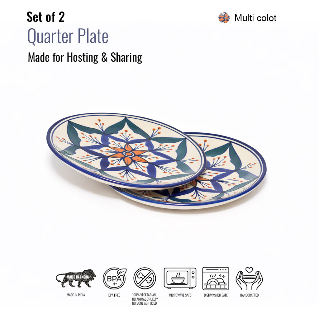 Quarter Serving Plate Set of 2 | Multicolour