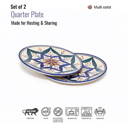 Quarter Serving Plate Set of 2 | Multicolour