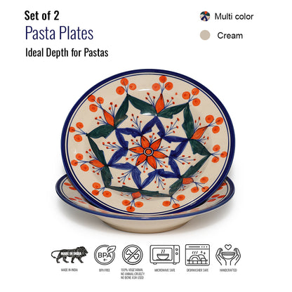 Pasta Plate Set of 2| Multicolour | 450 ml each
