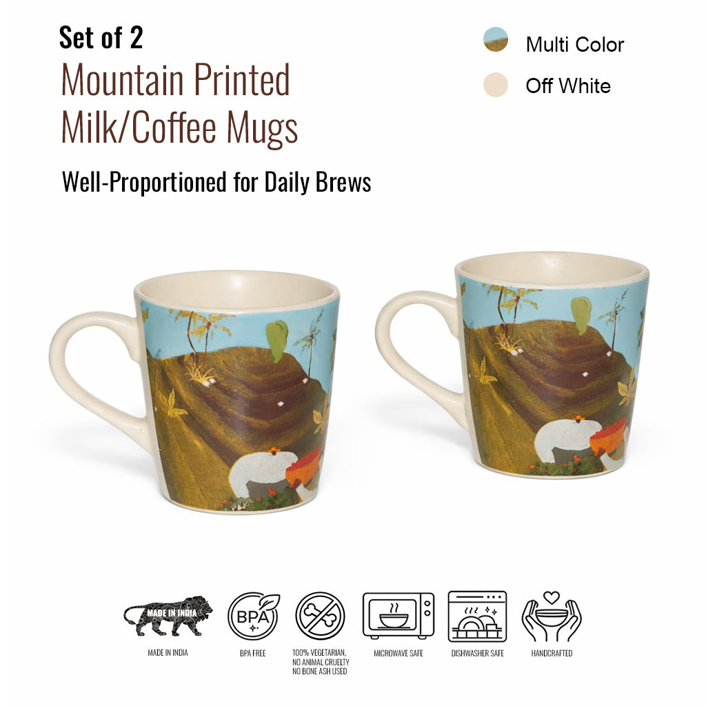 Coffee, Milk Mugs Set of 2 | Multicolor | 300 ml.