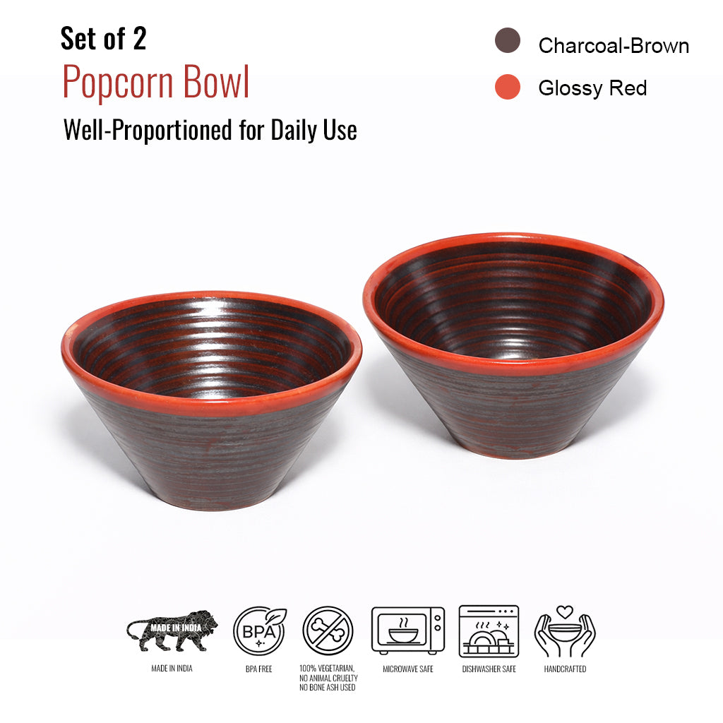Popcorn Bowls Set of 2 | Red | 750 ml