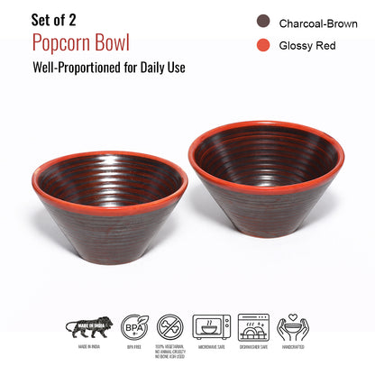 Popcorn Bowls Set of 2 | Red | 750 ml