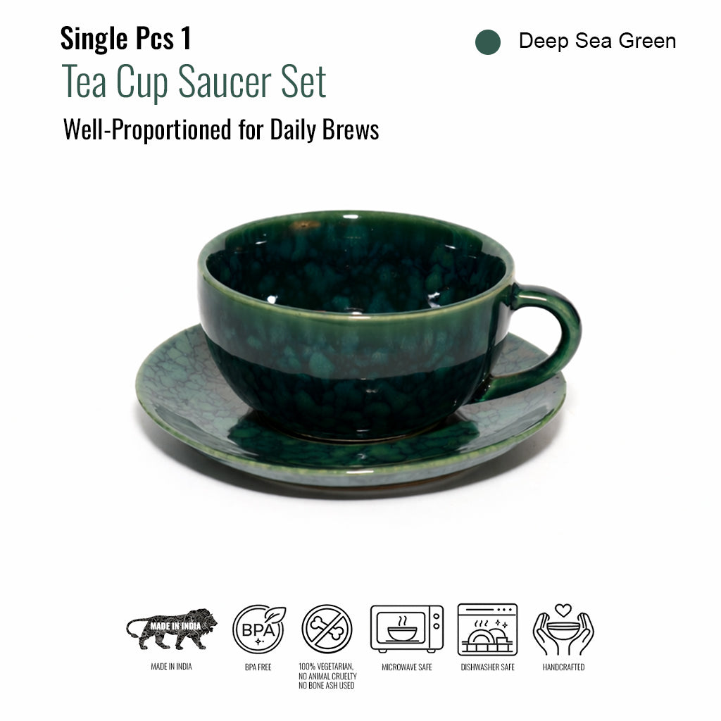 Coffee Mug Saucer Set | Turquoise | 200 ml.