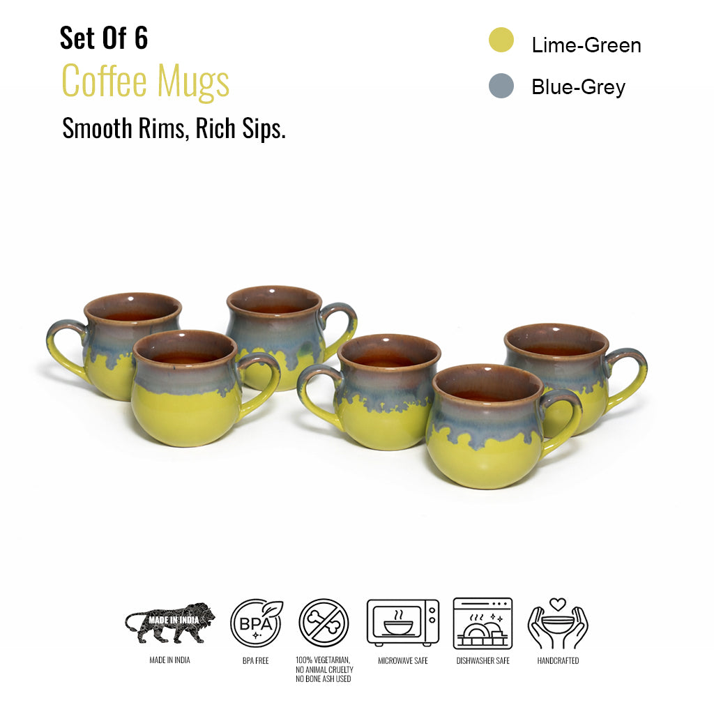 Coffee Mugs Set of 6 | 220 ml