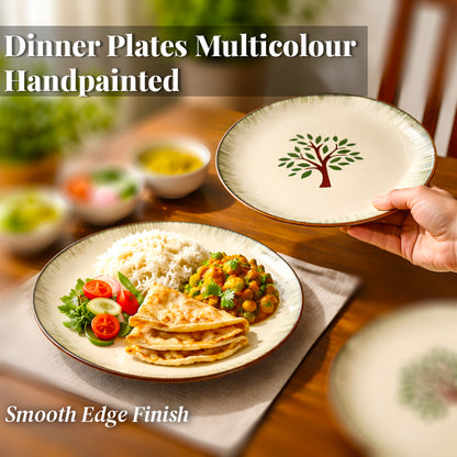 Ceramic Dinner Plate Set | Multicolour 'Palm Tree' Painting