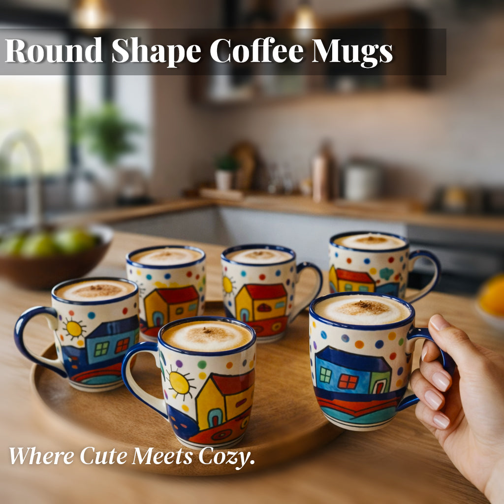 Coffee, Milk, Mugs Set | Multicolor Hand-Painting | 270 ml