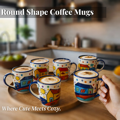 Coffee, Milk, Mugs Set | Multicolor Hand-Painting | 270 ml