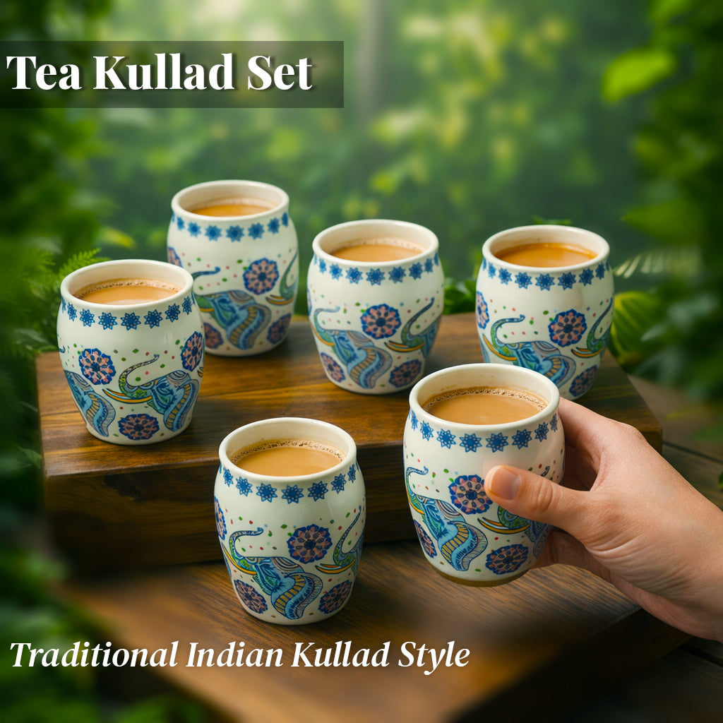 Ceramic Tea Kullads Set of 6 | 180 ml