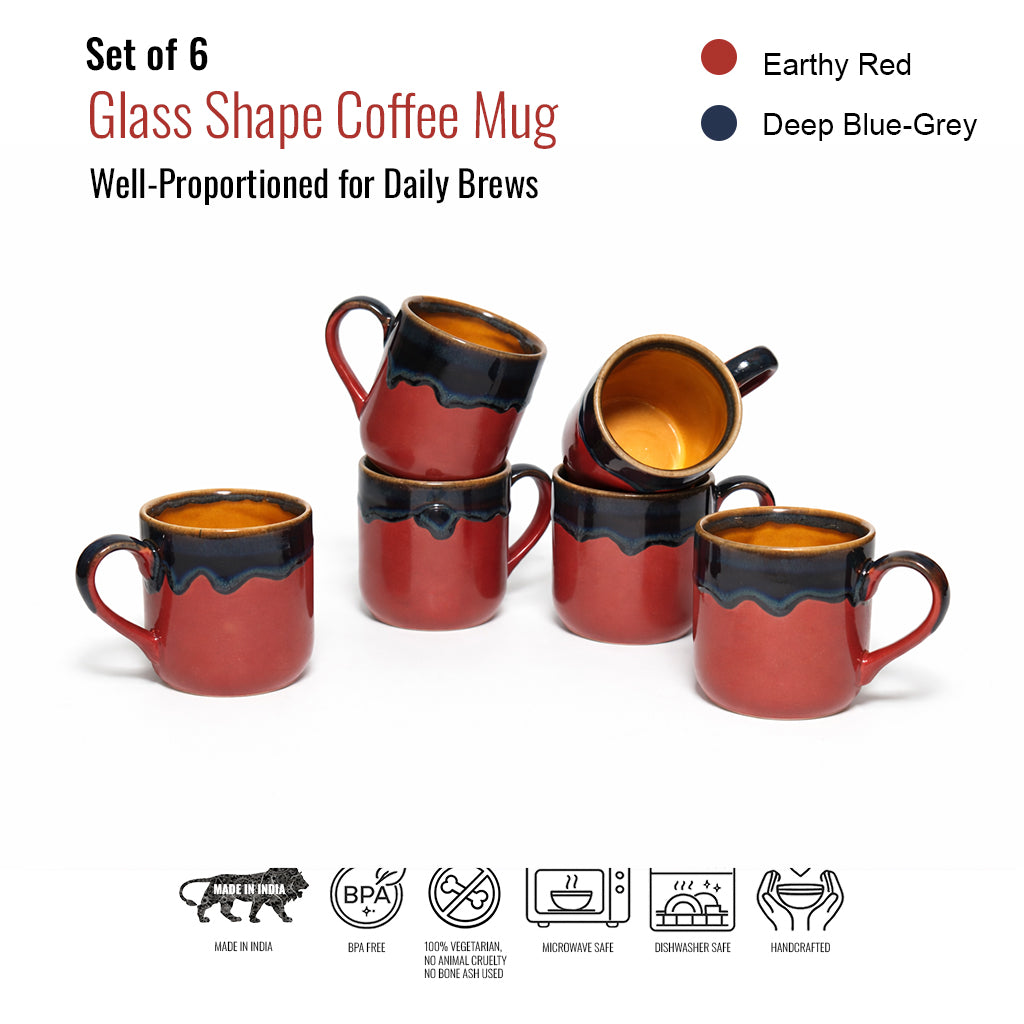 Coffee Mugs Set of 6 | Purple - Yellow |220 ml