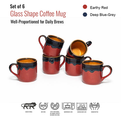 Coffee Mugs Set of 6 | Purple - Yellow |220 ml