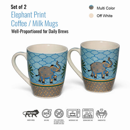 Milk Coffee Mugs Set of 2 | Multicolor | 300 ml