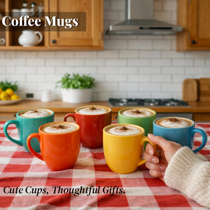 Coffee Mugs Set of 6 | Multicolour | 220 ml