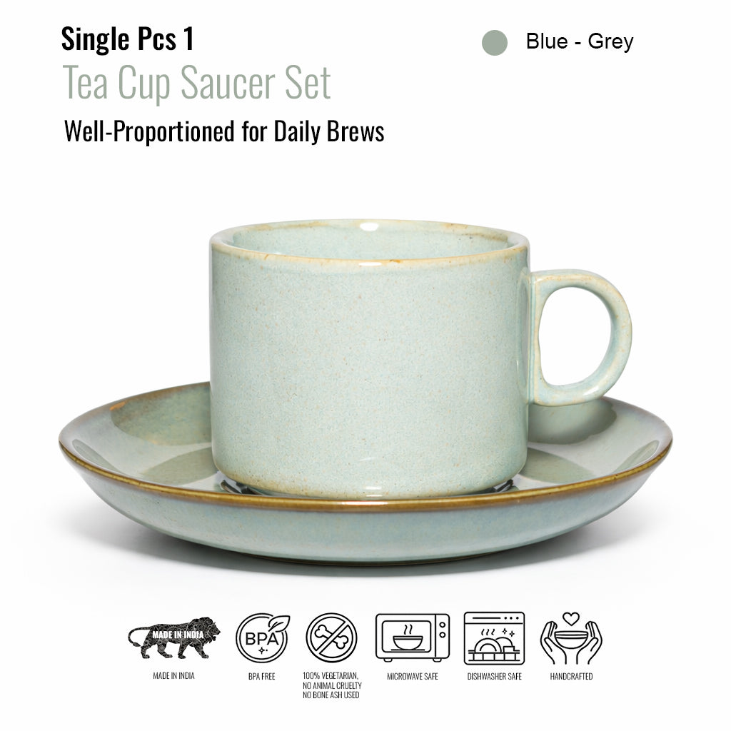 Coffee Mug Saucer Set | Blue | 220 ml