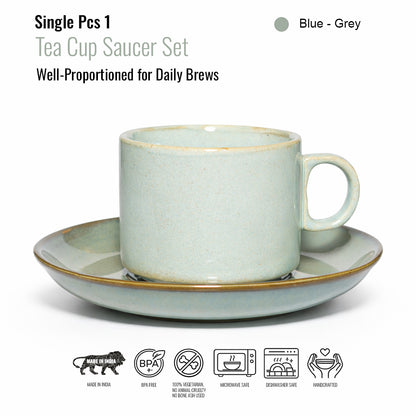 Coffee Mug Saucer Set | Blue | 220 ml