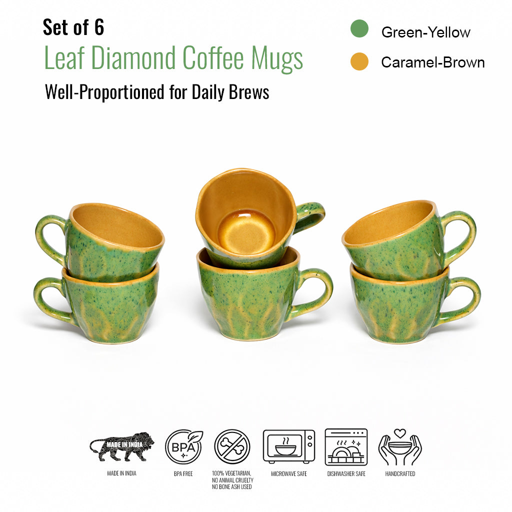 Coffee Mugs Set of 6 | Multicolour | 220ml
