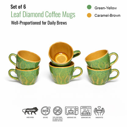 Coffee Mugs Set of 6 | Multicolour | 220ml