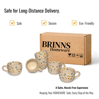 Coffee Mugs Set of 6 | Cream - Multicolor | 200 ml