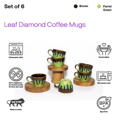 Coffee Mugs Set of 6 | flow - Glaze| 220 ml