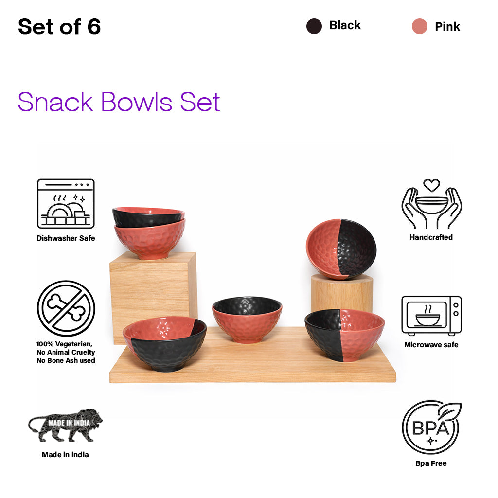Snack Bowls Sets | Half-Half Colour tone | 350 ml