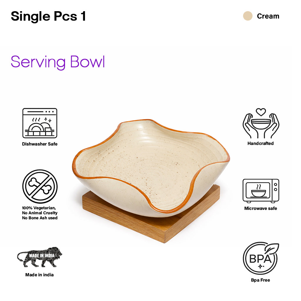 Snack Curved Bowl | Cream-Brown | 750ml